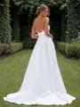 A-line Satin Straight Sleeveless Chapel Train Wedding Dress