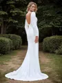 Sheath Charmeuse Square Long Sleeves Sweep Train Wedding Dress