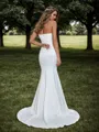 Sheath Charmeuse Pleated Sweetheart Sleeveless Sweep Train Wedding Dress