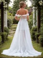 A-line Other Sleeveless Off-the-Shoulder Sleeveless Court Train Wedding Dress