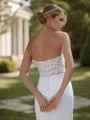 Sheath Satin Appliques Lace Straight Sleeveless Sweep Train Wedding Dress