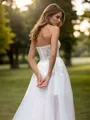 A-line Tulle Appliques Lace Sweetheart Sleeveless Sweep Train Wedding Dress