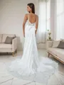 Sheath Spaghetti Straps Pleated Court Train Charmeuse Corset Wedding Dress