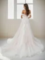 A-line Off-the-Shoulder Appliques Lace Cathedral Train Tulle Wedding Dress