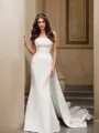 Sheath/Column Satin Ruched Strapless Sleeveless Court Train Wedding Dresses