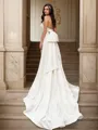 Sheath/Column Satin Ruched Strapless Sleeveless Court Train Wedding Dresses