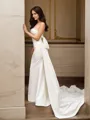Sheath/Column Satin Ruched Strapless Sleeveless Court Train Wedding Dresses