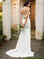 Trumpet/Mermaid Scoop Ruched Satin Sleeveless Sweep Train Wedding Dresses