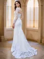 Trumpet/Mermaid Tulle Applique Scoop Long Sleeves Sweep Train Wedding Dresses