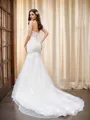 Trumpet/Mermaid Tulle Sweetheart Applique Sleeveless Court Train Wedding Dresses