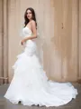 Trumpet/Mermaid Layers Spaghetti Straps Organza Sleeveless Sweep Train Wedding Dresses