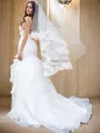 Trumpet/Mermaid Layers Spaghetti Straps Organza Sleeveless Sweep Train Wedding Dresses
