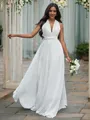A-Line/Princess Chiffon Halter Ruched Sleeveless Floor-Length Wedding Dresses