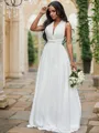 A-Line/Princess Chiffon Halter Ruched Sleeveless Floor-Length Wedding Dresses