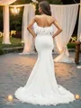Trumpet/Mermaid Strapless Satin Feathers/Fur Sleeveless Sweep Train Wedding Dresses