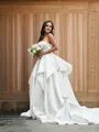 Ball-Gown Satin Ruffles Strapless Sleeveless Court Train Wedding Dresses