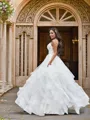 A-Line/Princess Tulle V-neck Ruffles Sleeveless Floor-Length Wedding Dresses