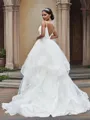 A-Line/Princess Tulle Ruffles Spaghetti Straps Sleeveless Sweep Train Wedding Dresses