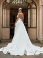 A-Line/Princess Satin Ruffles Sleeveless Sweetheart Court Train Wedding Dresses