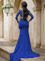 Trumpet/Mermaid Applique Long Sleeves Jersey High Neck Sweep Train Dresses
