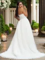 A-Line/Princess Lace Ruffles Sweetheart Sleeveless Sweep Train Wedding Dresses