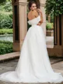 A-Line/Princess Tulle Ruffles Off-the-Shoulder Sleeveless Sweep Train Wedding Dresses