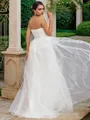 A-Line/Princess Tulle Ruffles Sweetheart Sleeveless Sweep Train Wedding Dresses