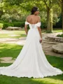 A-Line/Princess Chiffon Ruffles Off-the-Shoulder Sleeveless Sweep Train Wedding Dresses