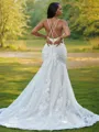 Trumpet/Mermaid Lace Ruffles Spaghetti Straps Sleeveless Sweep Train Wedding Dresses
