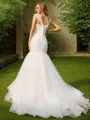 Trumpet/Mermaid Tulle Applique Sweetheart Sleeveless Sweep Train Wedding Dresses
