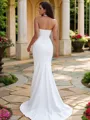 Sheath/Column Stretch Crepe Ruched Halter Sleeveless Sweep Train Wedding Dresses