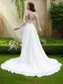A-Line/Princess Chiffon Applique V-neck Long Sleeves Sweep Train Wedding Dresses