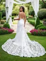 Sheath/Column Lace  V-neck Sleeveless Sweep Train Wedding Dresses