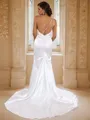 Sheath/Column Satin Ruched One-Shoulder Sleeveless Sweep Train Wedding Dresses