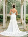 Sheath/Column Lace V-neck Sleeveless Sweep Train Wedding Dresses