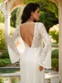 Sheath/Column Lace Scoop Long Sleeves Floor-Length Wedding Dresses