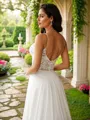 A-Line/Princess Chiffon Lace V-neck Sleeveless Court Train Wedding Dresses