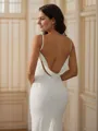 Sheath/Column Stretch Crepe V-neck Sleeveless Court Train Wedding Dresses