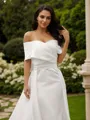Sheath/Column Satin Ruched Off-the-Shoulder Sleeveless Chapel Train Wedding Dresses