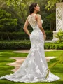 Sheath/Column Lace Scoop Sleeveless Sweep Train Wedding Dresses