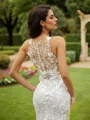 Sheath/Column Lace Scoop Sleeveless Sweep Train Wedding Dresses