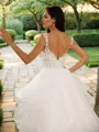 Ball-Gown Tulle Applique V-neck Sleeveless Court Train Wedding Dresses