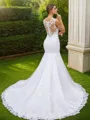 Trumpet/Mermaid Tulle Lace Scoop Sleeveless Court Train Wedding Dresses