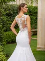 Trumpet/Mermaid Tulle Lace Scoop Sleeveless Court Train Wedding Dresses