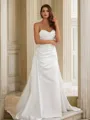 Sheath/Column Charmeuse Ruched Spaghetti Straps Sleeveless Court Train Wedding Dresses