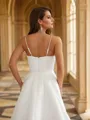 Sheath/Column Charmeuse Ruched Spaghetti Straps Sleeveless Court Train Wedding Dresses