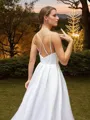 A-Line/Princess Satin Ruffles V-neck Sleeveless Court Train Wedding Dresses