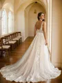 A-Line/Princess Tulle Applique Straps Sleeveless Court Train Wedding Dresses