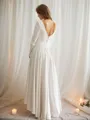A-Line/Princess Stretch Crepe Ruffles Scoop Long Sleeves Asymmetrical Wedding Dresses