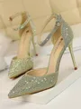 Women's Stiletto Heel Closed Toe PU With Rhinestone High Heels